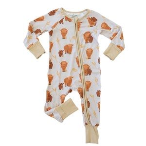 Caden Lane HAPPY HIGHLAND COWS CONVERTIBLE ZIP ROMPER